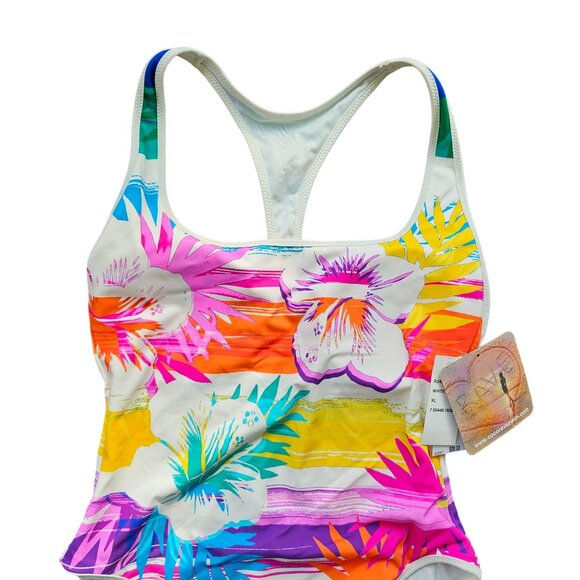 NWT COCO RAVE Floral One Piece Bathingsuit Back Detail sz 8 - Picture 6 of 12